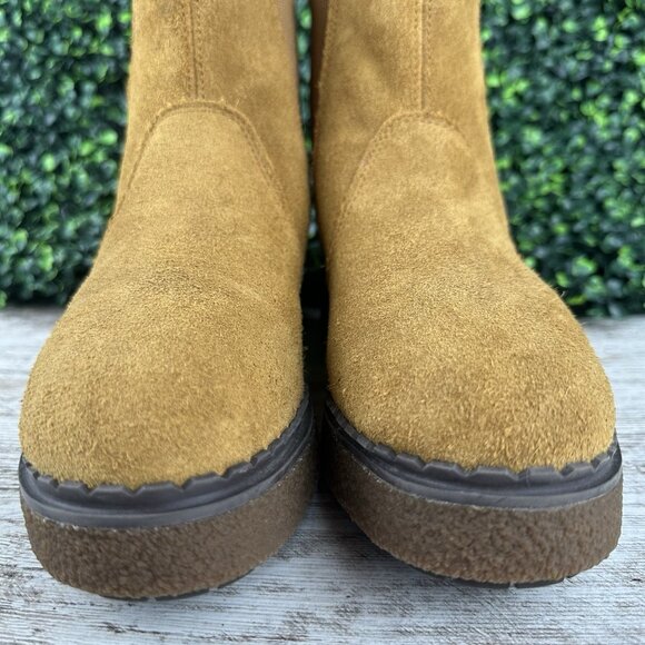 TIMBERLAND Bluebell Lane Chelsea Boot Womens 8M Brown Suede Slip-On Platform Lug - Picture 2 of 12